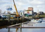Stöckter Hafen mit altem Speicher, Acryl 100 x 70